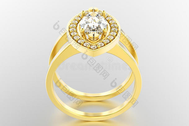 3英语字母表中的第四个字母说<strong>明黄色</strong>的金两个胫钻石戒指和反射