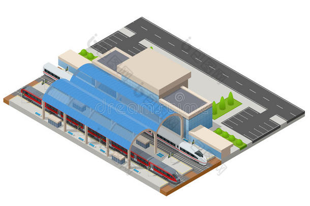 矢量等大的信息图元素铁路车站建筑物全音节的第七音