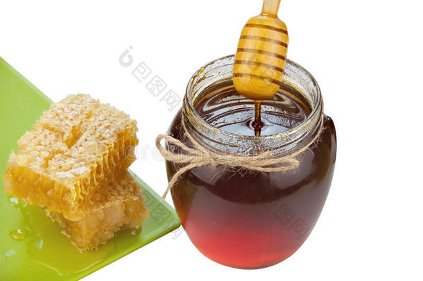 美味的美味的蜂蜜采用罐子向表
