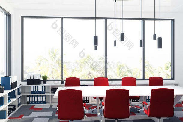 白色的和红色的会议房间,面看法