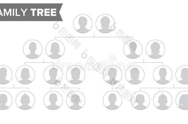 宗谱的树样板矢量.家庭历史树和默认值