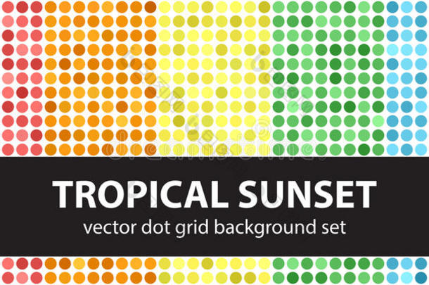 波尔卡舞点模式放置热带的Sun放置.矢量无缝的几何学的