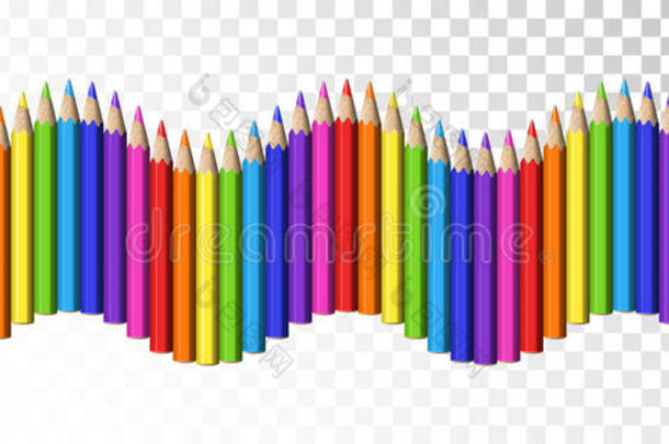 <strong>无缝</strong>的<strong>波浪线条</strong>关于富有色彩的现实的铅笔为学校装饰
