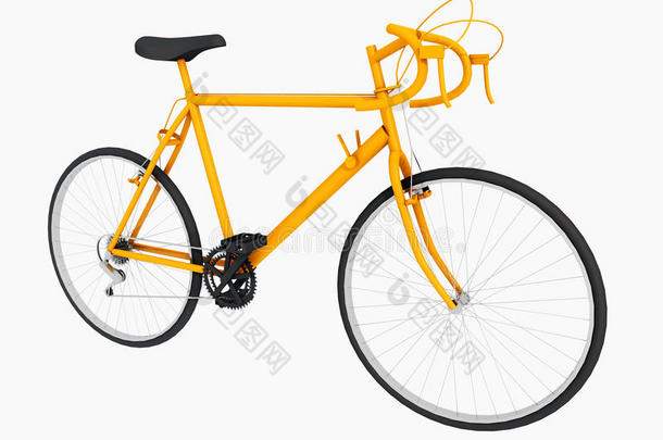 黄色的速度比赛自行车隔离的向白色的背景