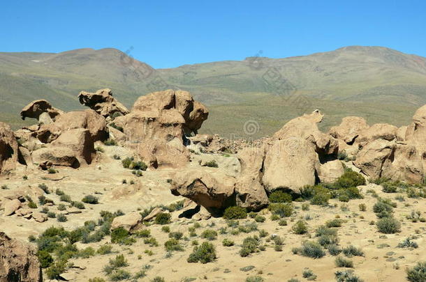 沙漠岩石采用玻利维亚的高原,南方美洲.