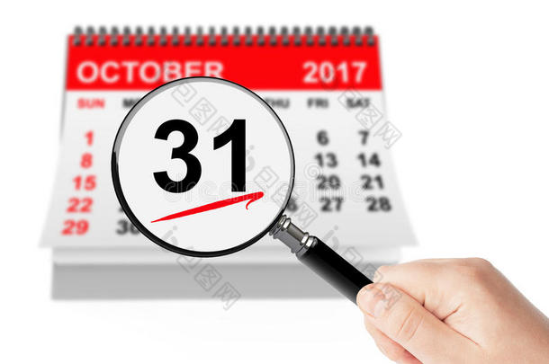 全部的圣人般的人一天观念.31十月<strong>2017日历</strong>和放大镜