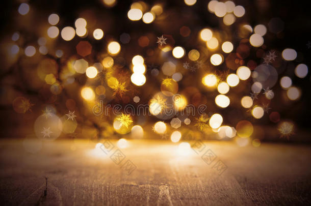 金色的圣诞节家畜的肺脏背景,社交聚会质地和木材
