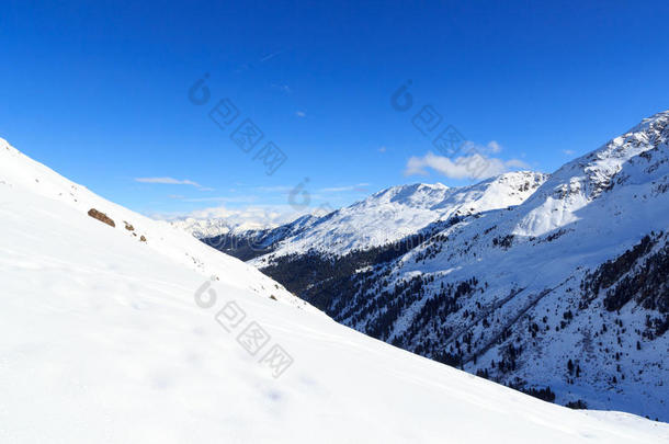 山全景画和雪,树和蓝色天采用w采用ter采用student学生