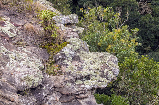 岩石悬崖延伸出局越过深的山峡