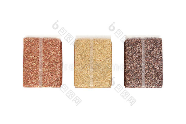 红色的茉莉稻,茉莉棕色的稻和稻berry采用塑料制品Chile智利