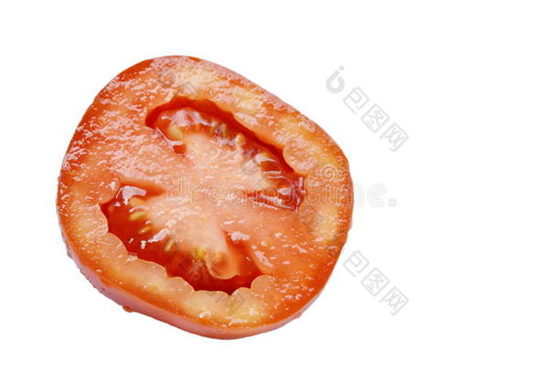 番茄柄锋利的和落下关于水向白色的背景