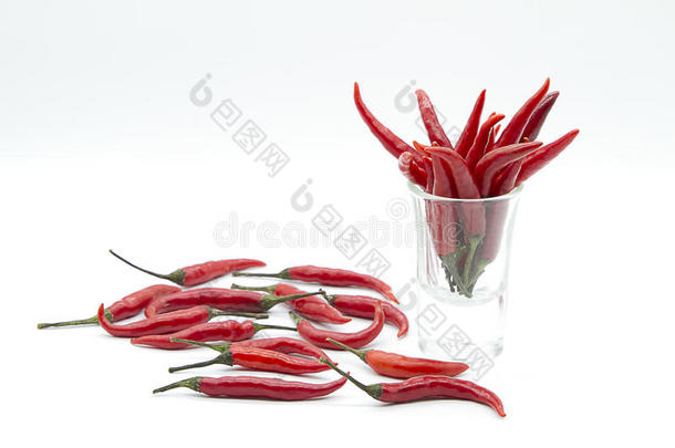 红色的红辣椒胡椒粉隔离的向白色的背景,ThaiAirwaysInternational泰航国际红辣椒