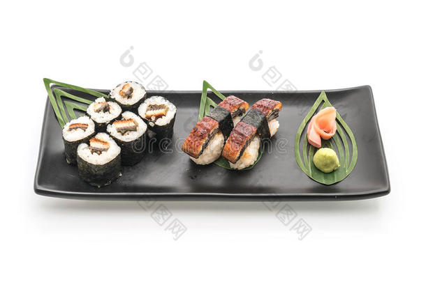 鳝<strong>鱼生鱼</strong>片寿司和梅基寿司-日本人食物方式