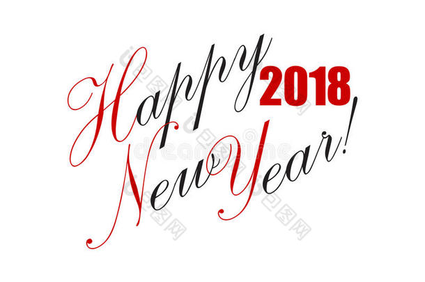 <strong>2018幸福</strong>的新的年手字体卡片或背景.