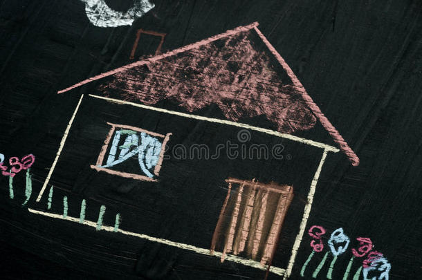房屋粉笔绘画向黑板精心选择的集中宏指令