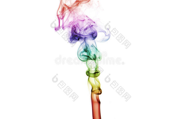 抽象的富有色彩的彩虹烟隔离的向白色的背景