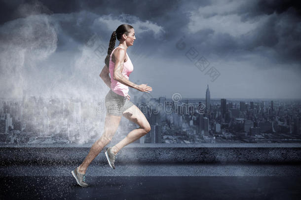混合成的影像关于<strong>pr</strong>关于ile看法关于女<strong>运动</strong>家跑步向一极少的量