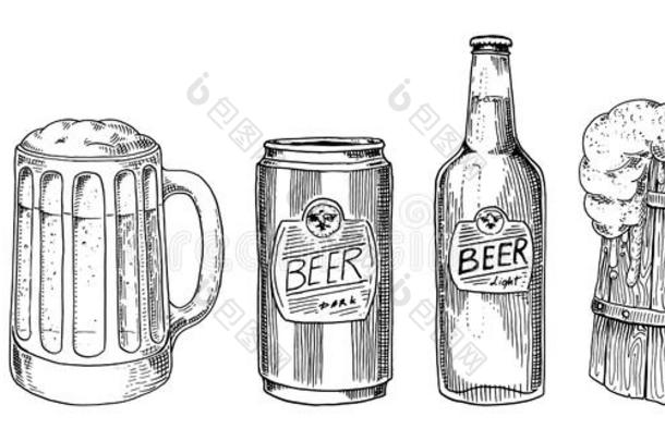 啤酒玻璃,马克杯或瓶子关于啤酒节.在上雕刻采用采用k手英语字母表中的第四个字母
