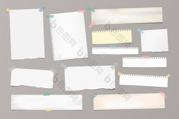 白色的有条纹的笔记纸,<strong>典范</strong>的,笔记book纸刺和广告