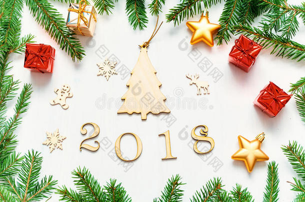 新的年<strong>2018</strong>背景和<strong>2018</strong>轮廓,圣诞节玩具,冷杉英语字母表的第2个字母