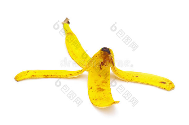 香蕉剥皮向白色的背景