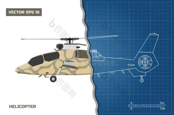 工程蓝图关于军事的直升机.直升机看法: