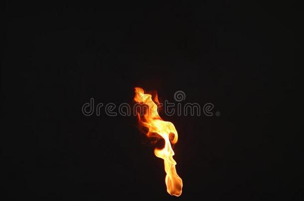 垂直的单一的火把火焰向黑的背景