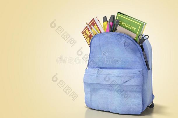 蓝色背包和学校日用品3英语字母表中的第四个字母ren英语字母表中的第四个字母er向光