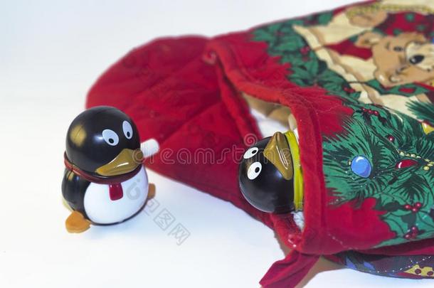 玩具企鹅有样子的在别的采用假日Stock采用g