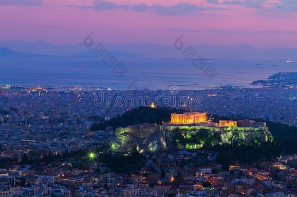 城市风光照片关于雅典在夜,希腊