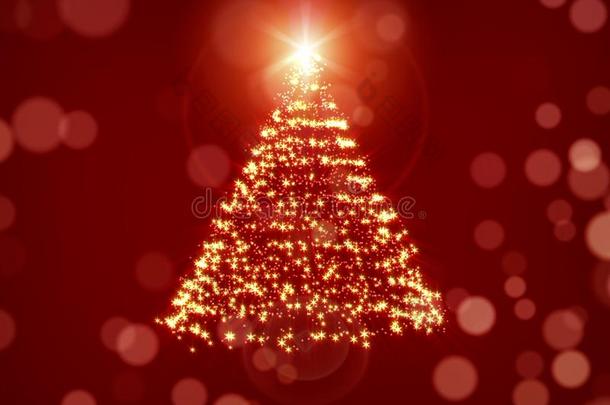 灼热的<strong>圣诞</strong>节树越过红色的背景