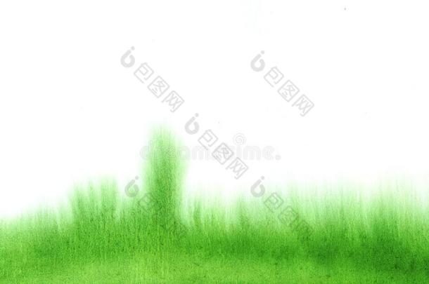 水彩绿色的液体水彩草染色质地.