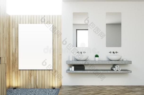 木制的浴室,双的淹没,海报