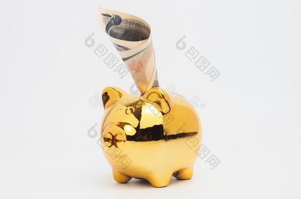 小猪银行金颜色和垛关于钱安全的.