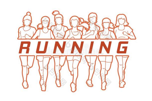 马拉松赛跑<strong>跑步</strong>的人,组关于女人<strong>跑步</strong>和文本<strong>跑步</strong>