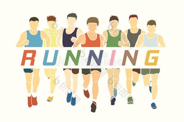 <strong>马拉松</strong>赛跑跑步的人,组关于人跑步和文本跑步