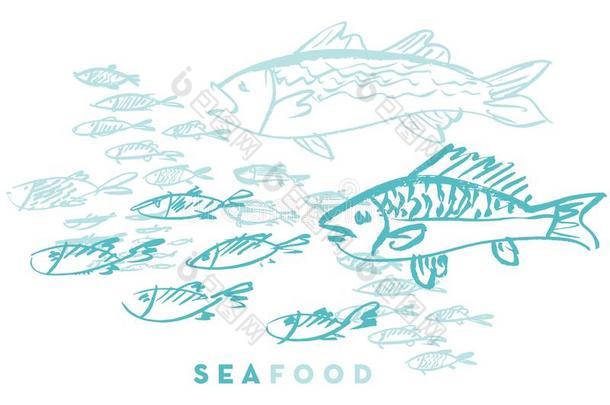 海产食品鱼和波浪