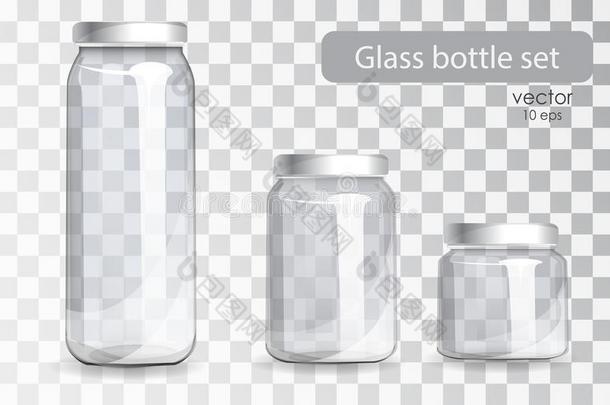 放置关于透明的玻璃瓶子.现实的银行.