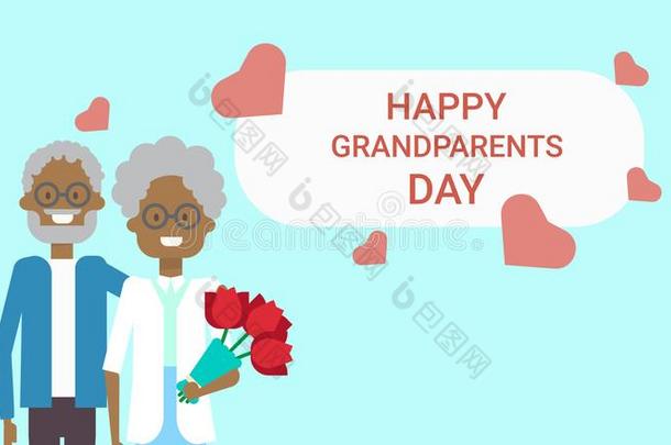 幸福的祖父母一天招呼卡片假日横幅非洲的amerikansk美国人