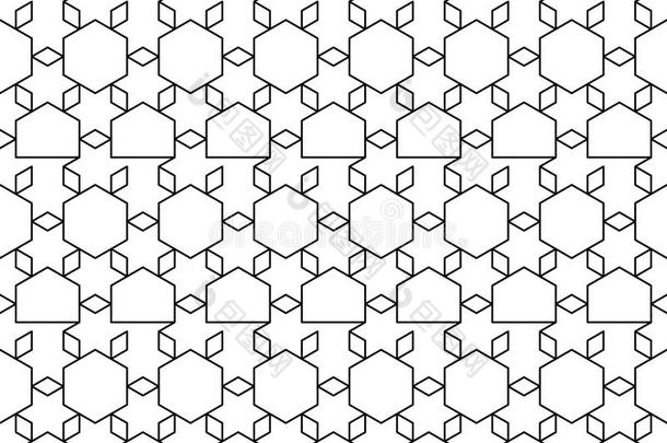 抽象的几何学的六角形的无缝的模式.简单的极简抽象艺术的