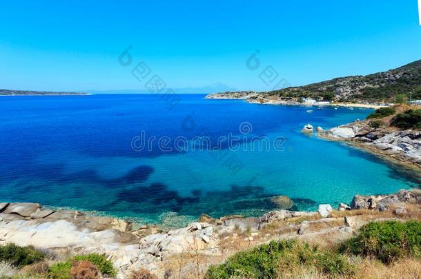 夏海海岸哈尔基迪基,希腊.