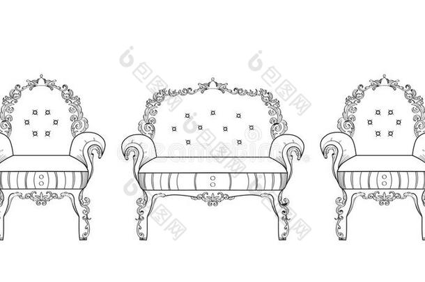 扶手椅<strong>家具</strong>和<strong>奢</strong>侈的装饰.矢量法国的<strong>奢</strong>侈