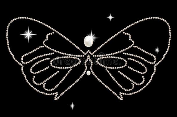 宝石小雕像蝴蝶装饰和白色的珍珠