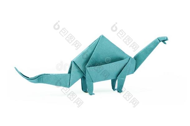 隔离的折纸手工纸蓝色恐龙雷龙
