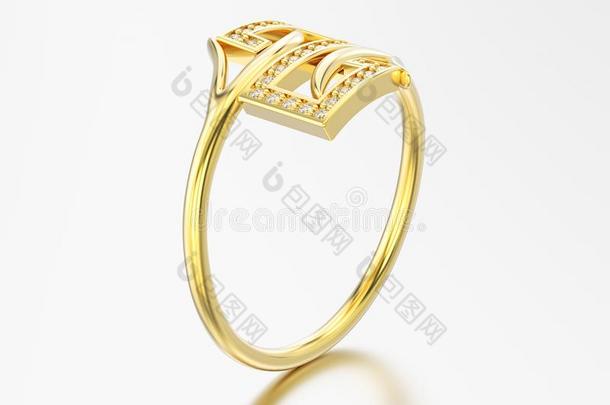 3英语字母表中的第四个字母说<strong>明黄色</strong>的金订婚装饰的钻石戒指
