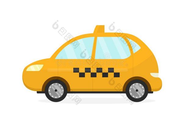 黄色的出租车出租车汽车.矢量平的现代的