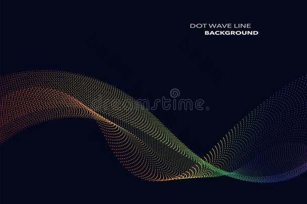 优美的抽象的矢量光谱彩虹梯度波浪点线条