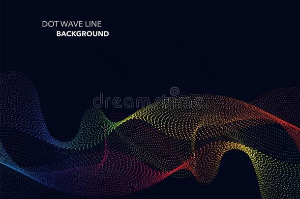 优美的抽象的矢量光谱彩虹梯度波浪点线条