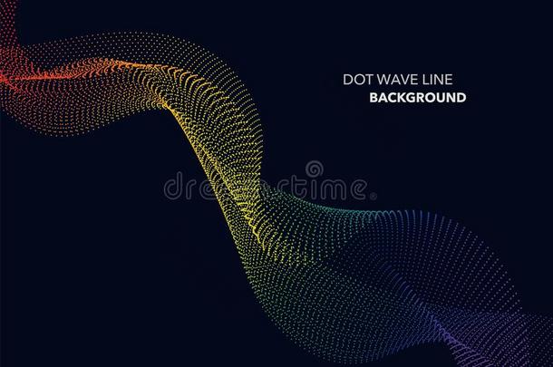 优美的抽象的矢量光谱彩虹梯度波浪<strong>点线</strong>条