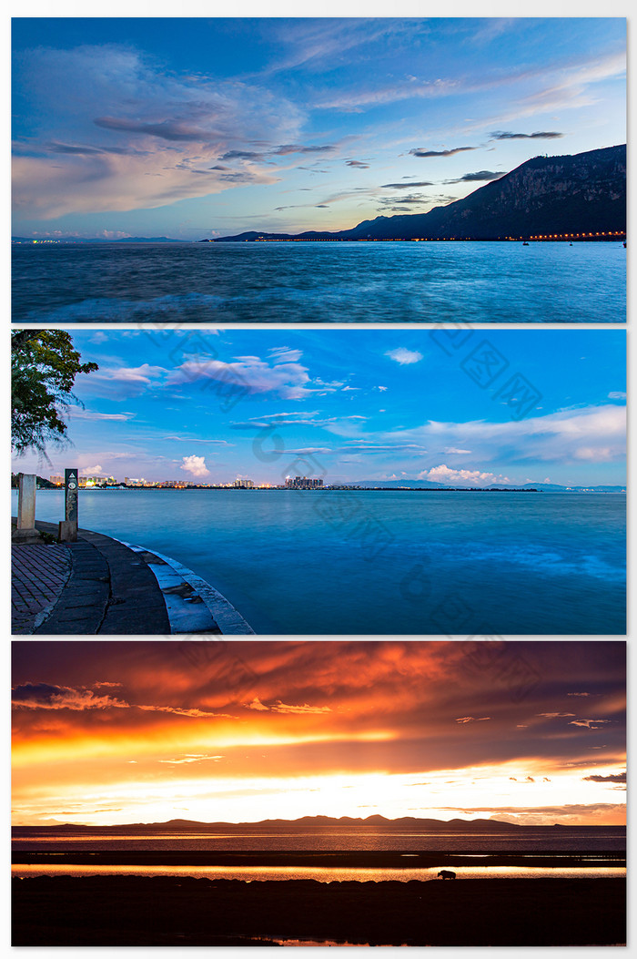 夕阳大海摄影图图片图片